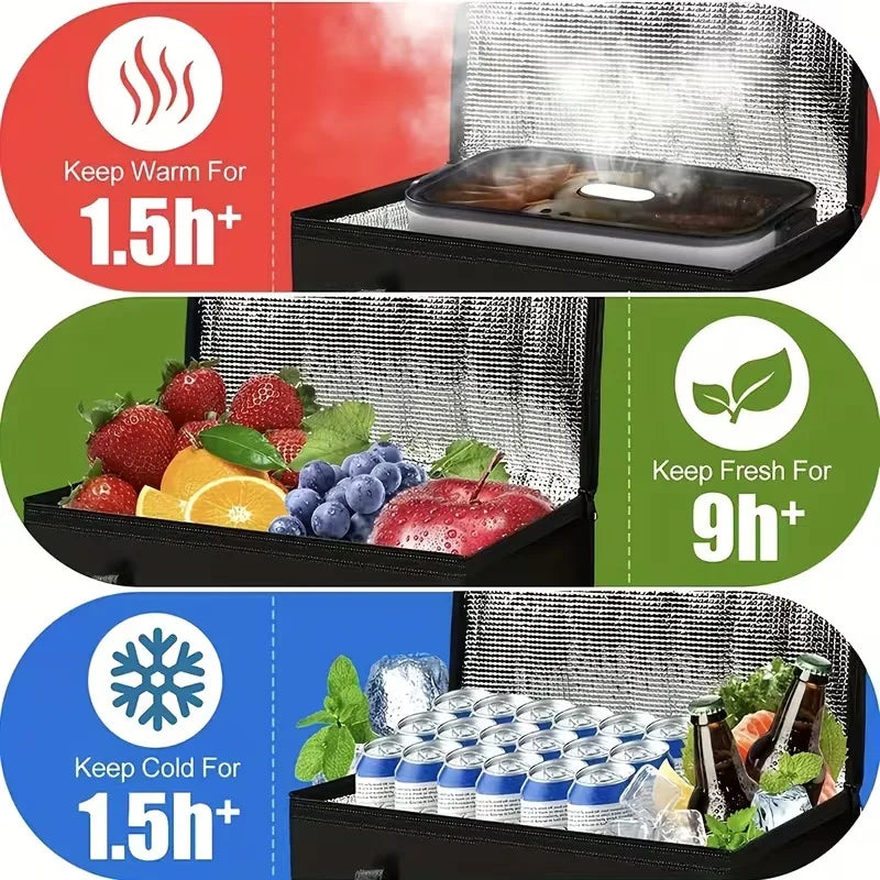 Reusable Insulated CoolerBag PremiumAluminum Foil Thermal Storage Bag Lightweight Portable ZipperLunch Bag for Camping Party Use