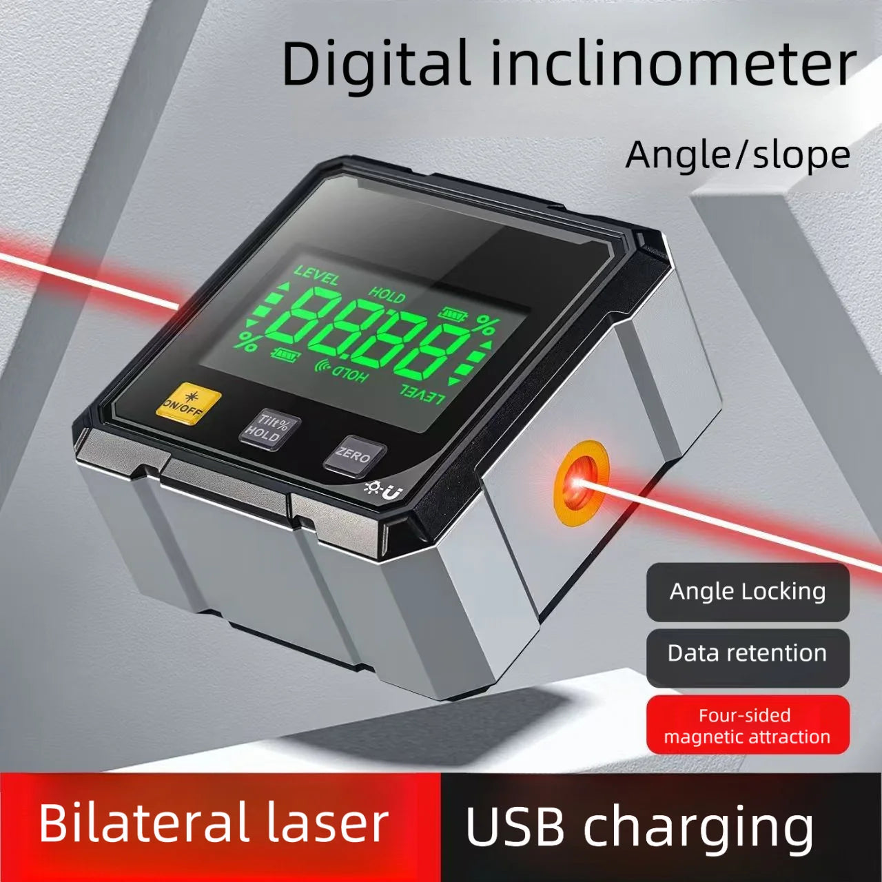 Magnetic Laser Inclinometer Digital Electronic Level Instrument Digital Angle Measuring Protractor Hand Tools For Woodworkin