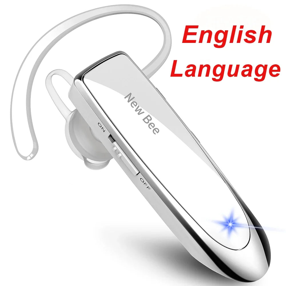 New Bee Bluetooth Headset Wireless Earphones Headphones with Mic 24Hrs Earbuds Single Earpiece Mini Handsfree for Driver Office