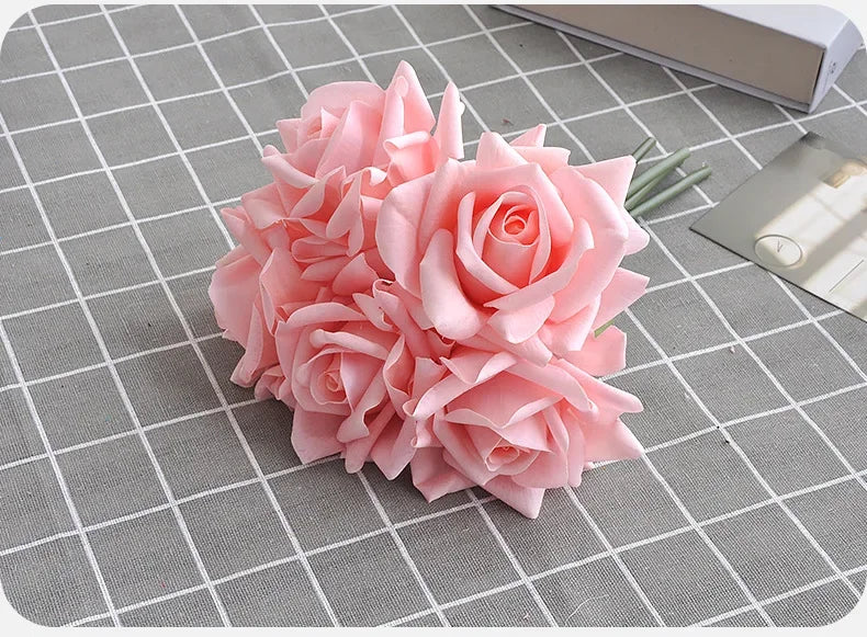 5 Head Curled Rose Bouquet with Artificial Moisture Sensation High-end Silk Flower Home Decoration Wedding Decoration