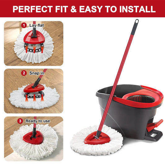 White Mop Head Cloth Replacement Microfiber Mop Refills Spin Mop Cloth Replacement Head for Vileda O-cedar Replacement Mop Heads