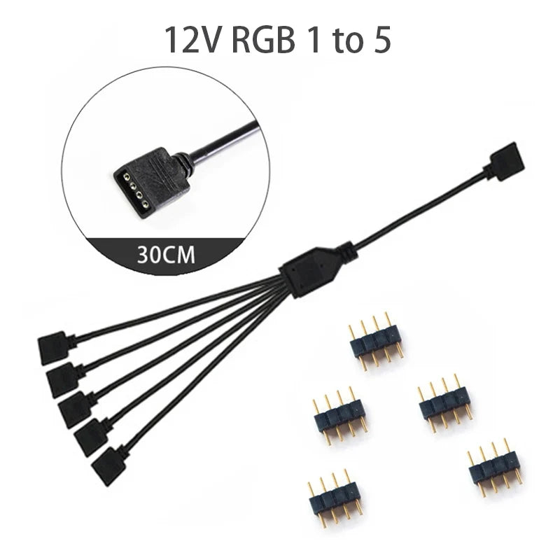 Sync Motherboard Cable 4PIN 12V RGB 3PIN 5V ARGB 1 to 2/1 to 3/1 to 4/1to 5 Extension line