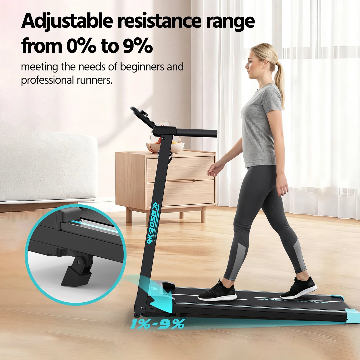 3-in-1 Folding Treadmill Walking Pad, 3.0 HP Quiet Motor, 9% Adjustable Incline, Max 14km/h, LCD Monitor & Safety Warn
