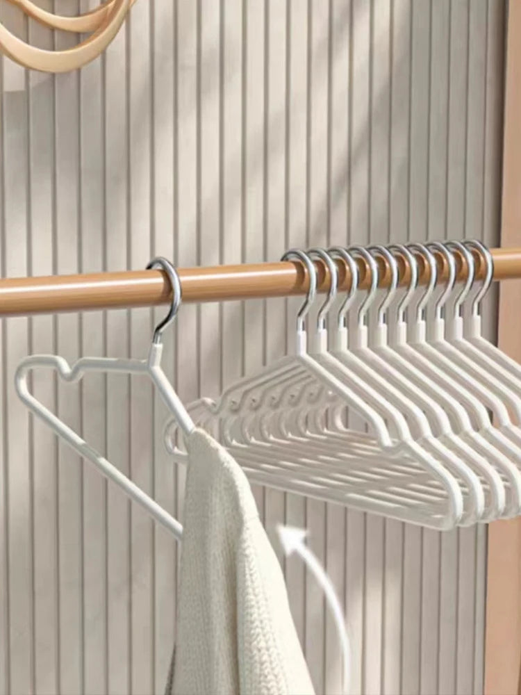 10pcs- Metal Traceless No-slip Clothes Hangers, Durable Strong Clothes Racks, Household Space Saver For Organization Of Bedroom,