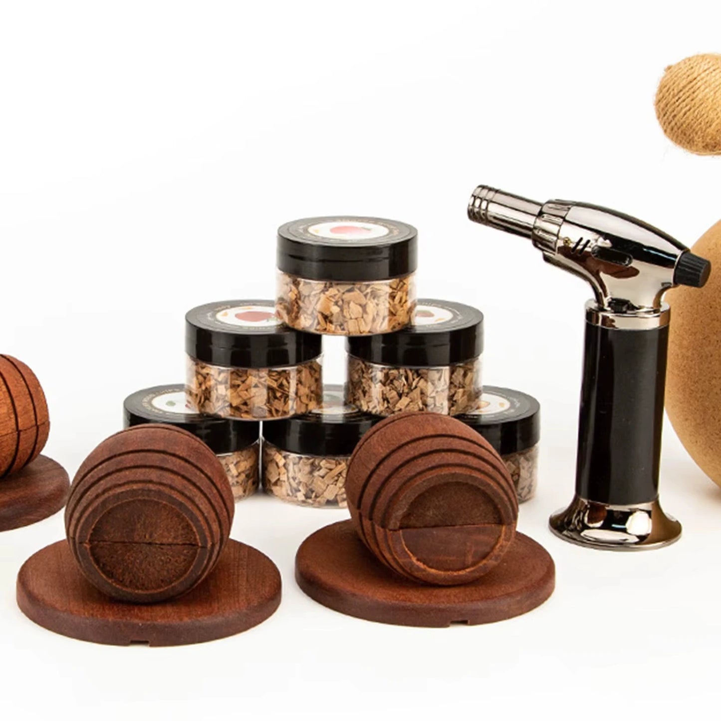 Cocktail Smoker Kit with Apple Cherry Oak Pecan Wood Chips Whiskey Wooden Smoked Wood Hood Smoker for Bar Drinks Kitchen Tools