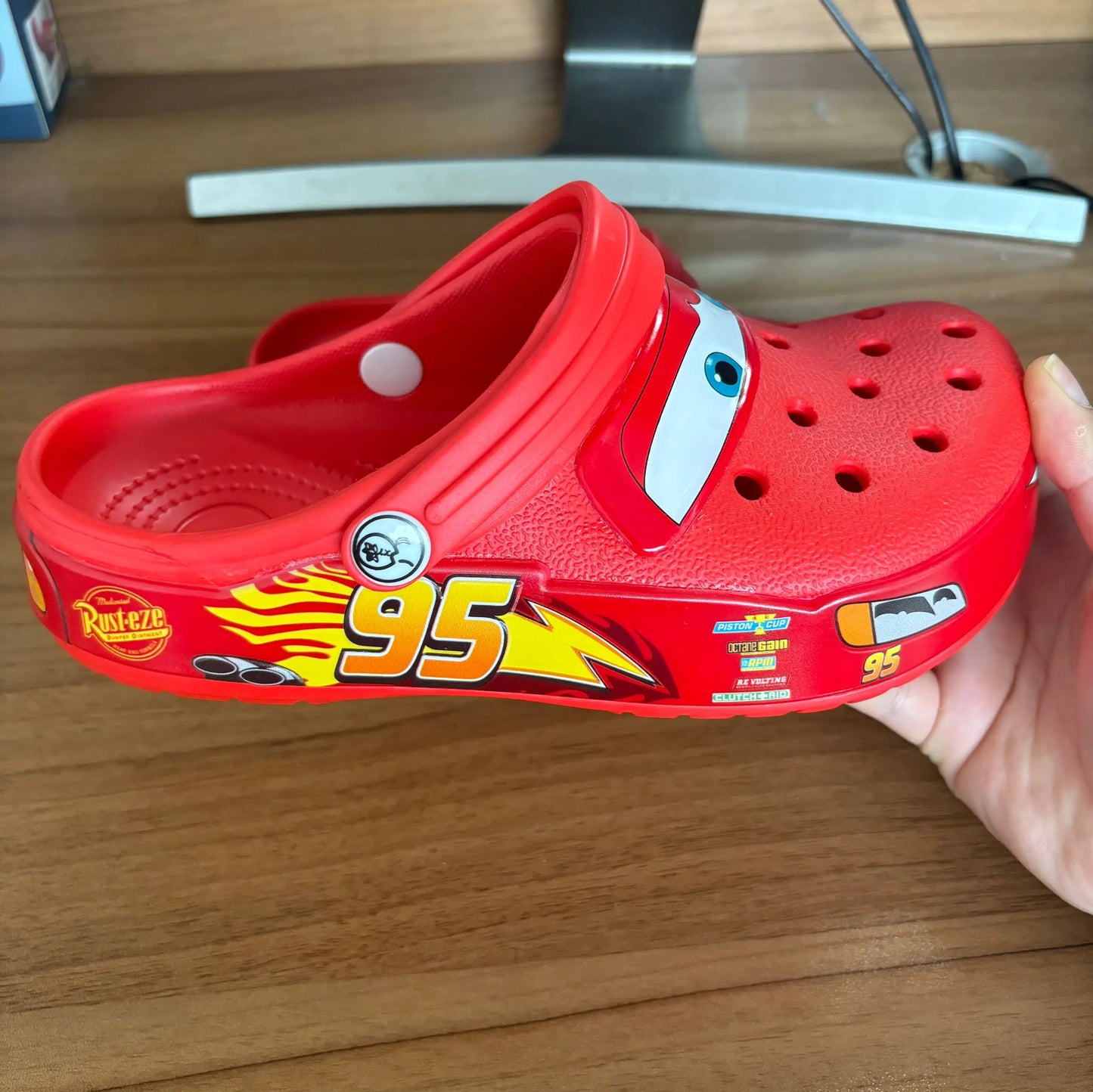 2026 Mcqueen Cartoon Slippers - Waterproof Eva Outdoor Sandals With Breathable Holes, Adult Casual Beach Shoes