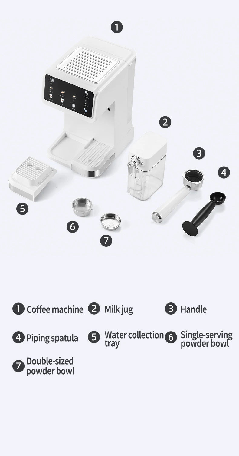 Multifunctional fancy coffee machine,Automatic milk frothing and cleaning functions,Cold/Hot Extraction ,Intelligent color scree