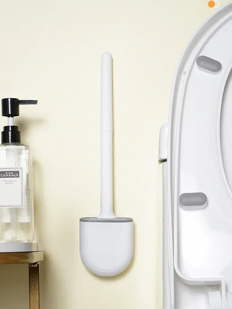 Hanging Silicone Toilet Brush Cleaner with Long Handle Flexible Cleaner Bathroom Brush Quick Drying Holder Bathroom Accessories