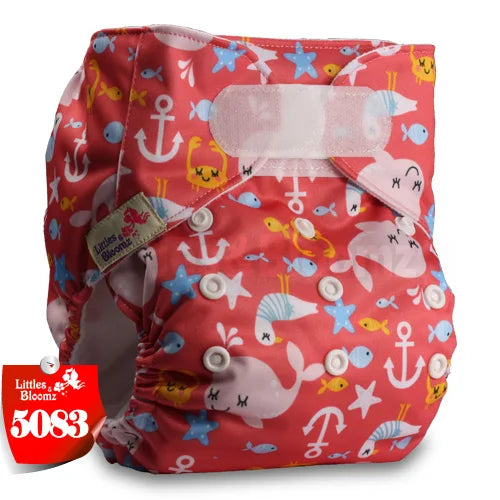 [Littles&Bloomz] Baby Washable Reusable Real Cloth STANDARD Hook-Loop Pocket Nappy Diaper Cover Wrap, suits Birth to Potty