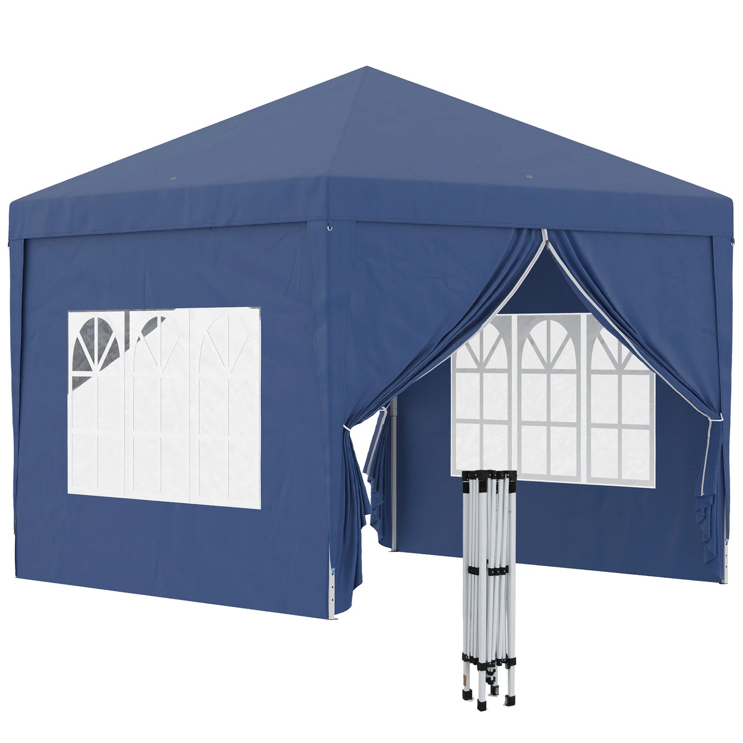 Outsunny 3 x 3(m) Pop Up Gazebo, Water and UV Resistant Party Tent Camping Canopy Marquee with  Carry Bag, Black