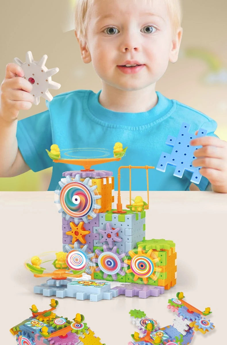 Hot 83-263 PCS Electric Gears 3D Puzzle Model Building Kits Plastic Brick Blocks Educational Toys For Kids Children Xmas Gifts