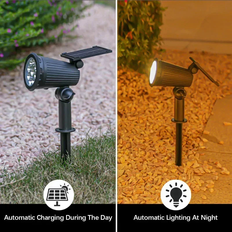 9 LED Solar Spot Lights Outdoor RGB Solar Landscape Lights IP65 Waterproof Brightness Adjustable for Garden Yard Palm Trees