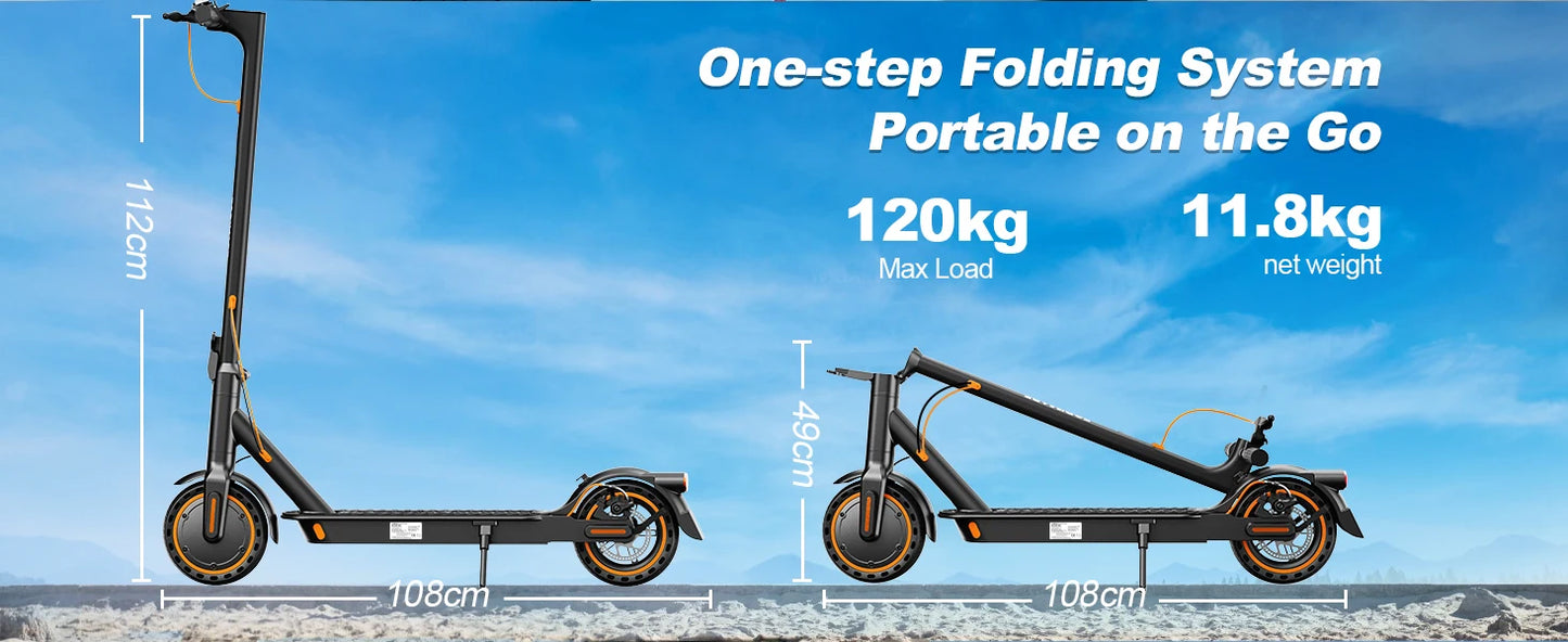TODIMART T3 Foldable and Portable Electric Scooter with APP Control, 350W 36V 7.8Ah Motor, 25km/h Speed, 8.5" Tires