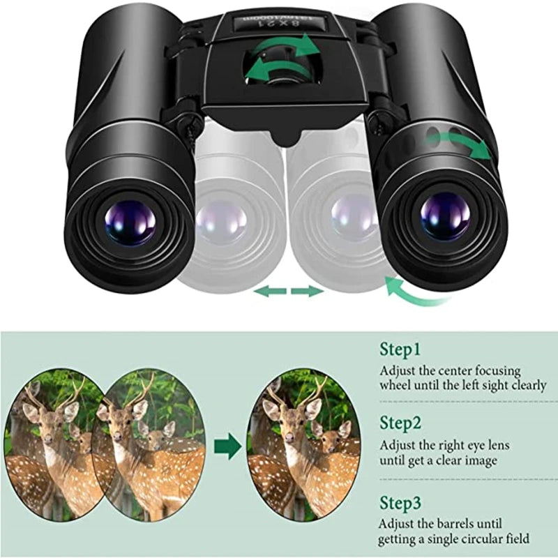 9000x25 HD Zoom Portable Powerful Binoculars Long Range BAK4 Telescope Jumelles Folding Optics for Outdoor Hunting Camping
