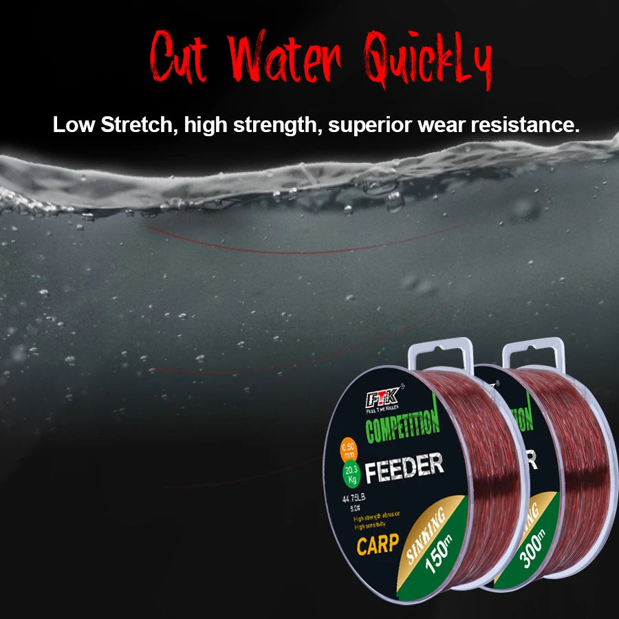 FTK 3D Invisible Carp Fishing Line Nylon150m/300m Super Strong Monofilament Fluorocarbon Tensile Spot Line for Pesca