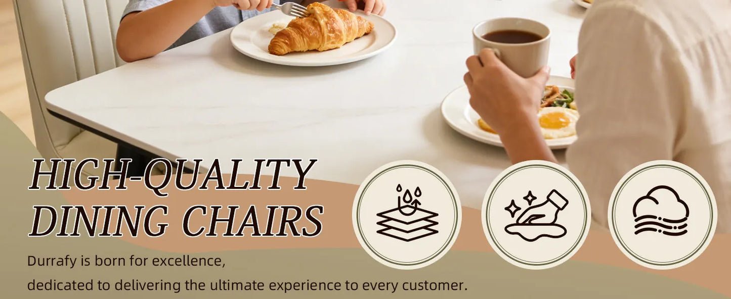 Durrafy High Back Dining Chairs 6-Piece Set, Modern Kitchen Side Chairs, Durable Metal Legs, Easy Cleaning for Daily Use
