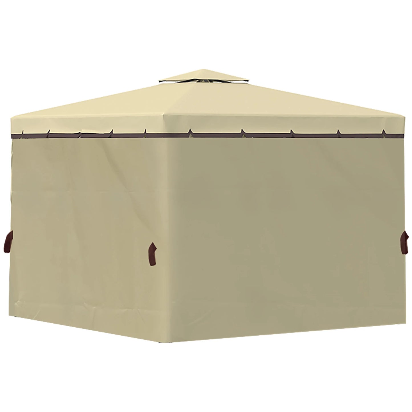 Outsunny 3 x 3(m) Patio Gazebo Canopy Garden Pavilion Tent Shelter with 2 Tier Water Repellent Roof, Mosquito Netting