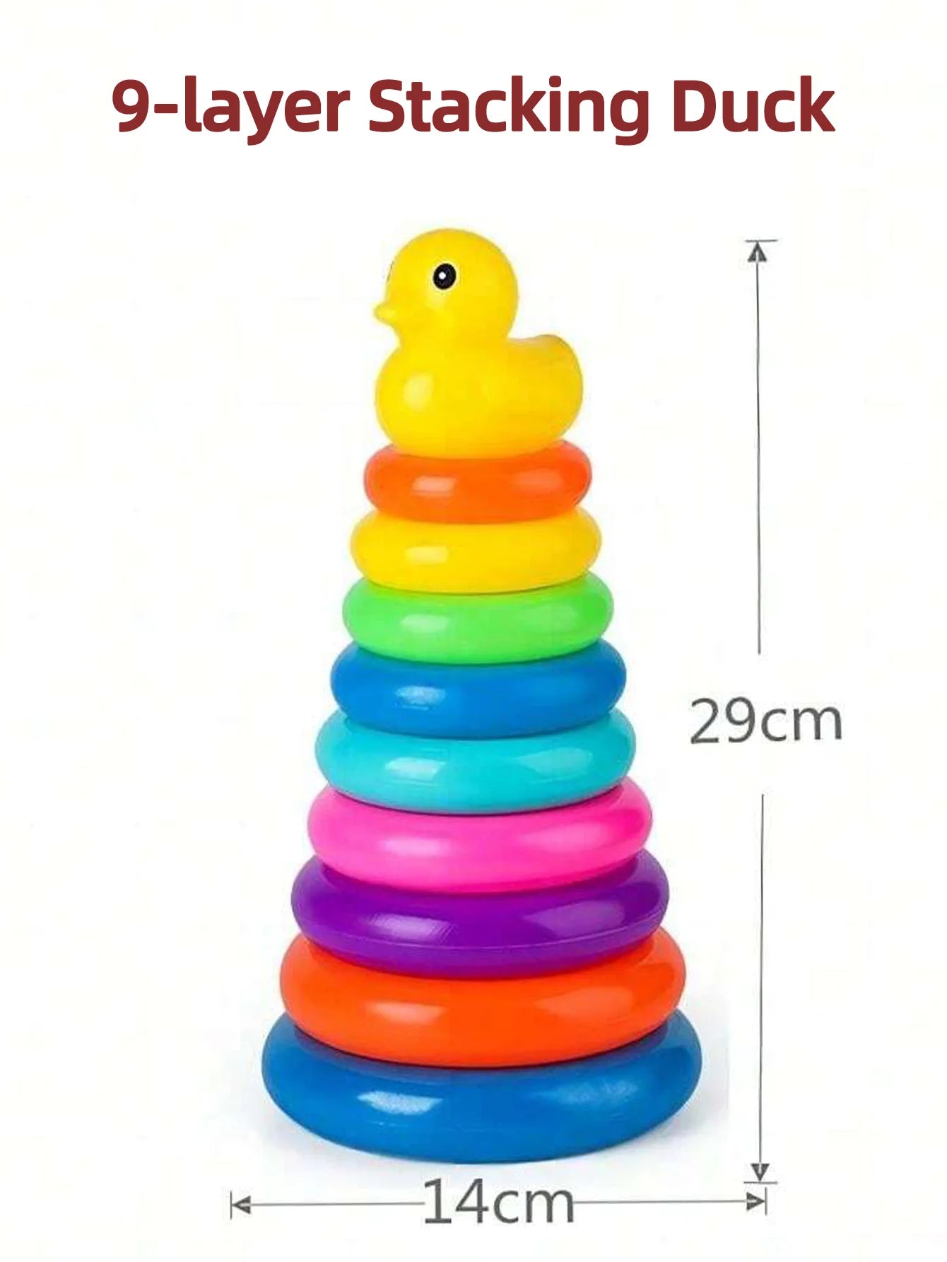 Yellow duck Rainbow Tower Stacked Circle toy plastic rainbow Circle toy  Circle toss toy Interactive game Birthday gifts