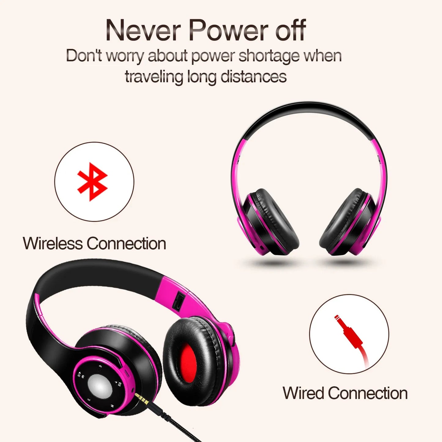 Best Colorful Earphones Wireless Bluetooth 5.3 Headsets Built-in Mp3 Player Foldable Sport Headphones Stereo Sound For Cellphone
