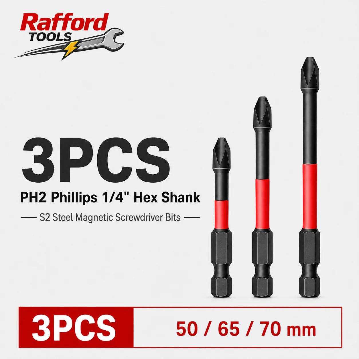 Rafford Magnetic Impact Screwdriver Bit Set 3/6/12Pcs High Torque S2 Steel 1/4"  Phillips PH2 for Electric and Manual Drills