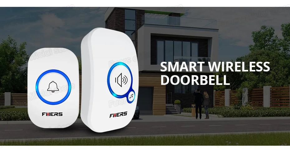 Fuers Wireless Doorbell Waterproof Door Chime Kit Welcome Chime Home Door Bell Intelligent 32 Songs Melodies Sound And LED