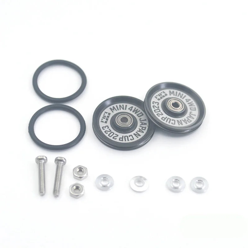 2pcs 15418 13-12mm Aluminum Alloy Guide Rollers 15461/15426 2023Jcup 95160 19mm Roller With Rubber Ring Tamiya Mini 4WD Homemade