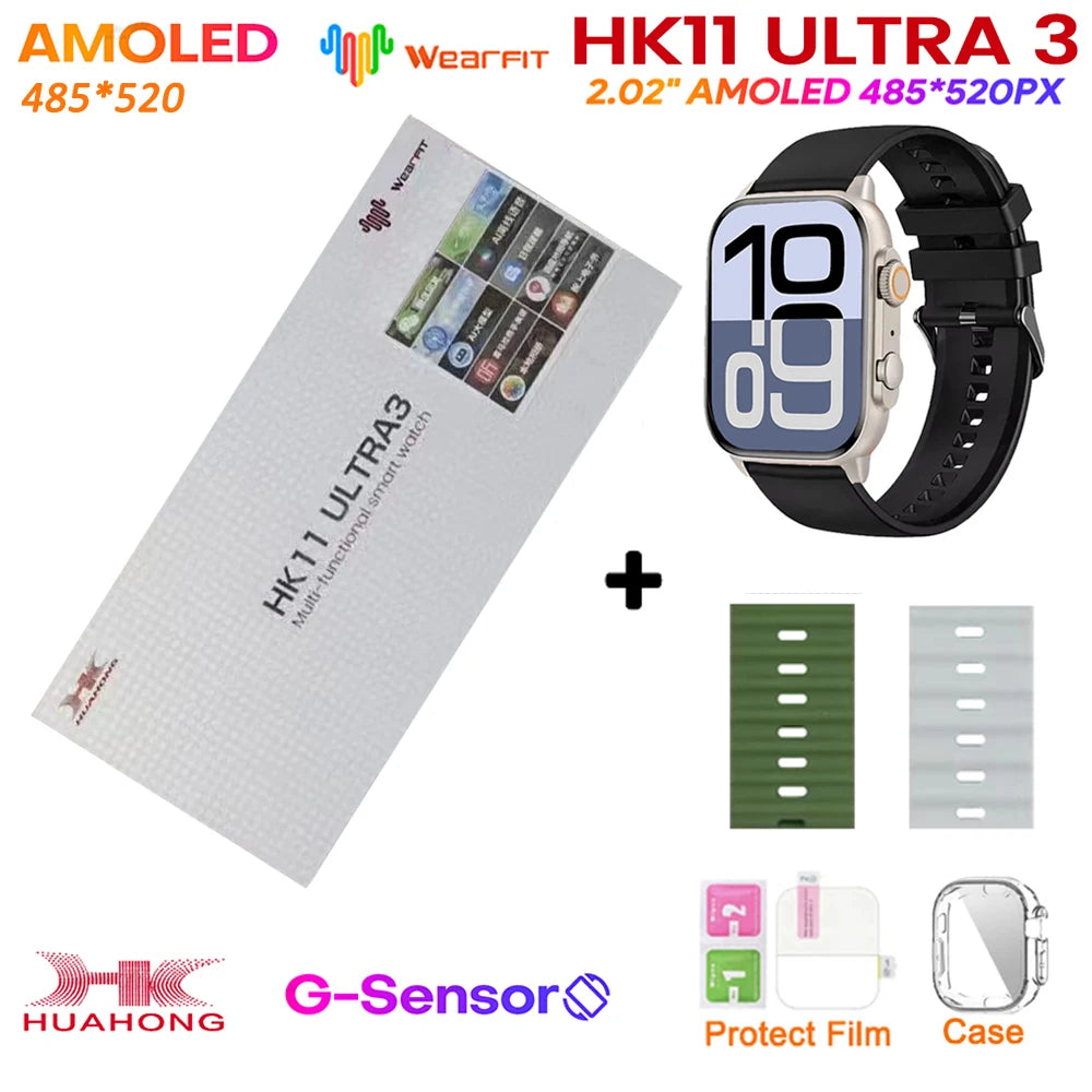 Upgrade Hk11 Ultra 3 Gen2 SmartWatch 4GB ROM AI ROBOT AMOLED Network 49mm G-Sensor ChatGPT NFC Compass GPS 3D Menu Music Watch