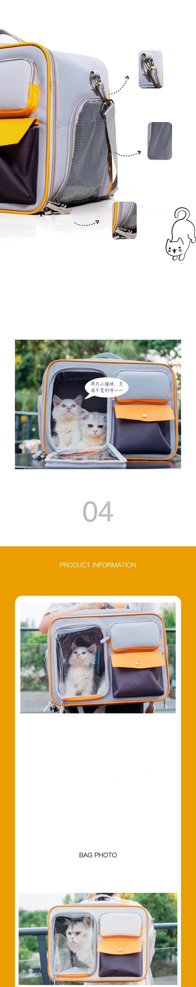 Multifunctional Pet Transport Backpack,Portable Travel Bag,Large Capacity,Three Sides Breathable,Cat Backpack,Thick and durable