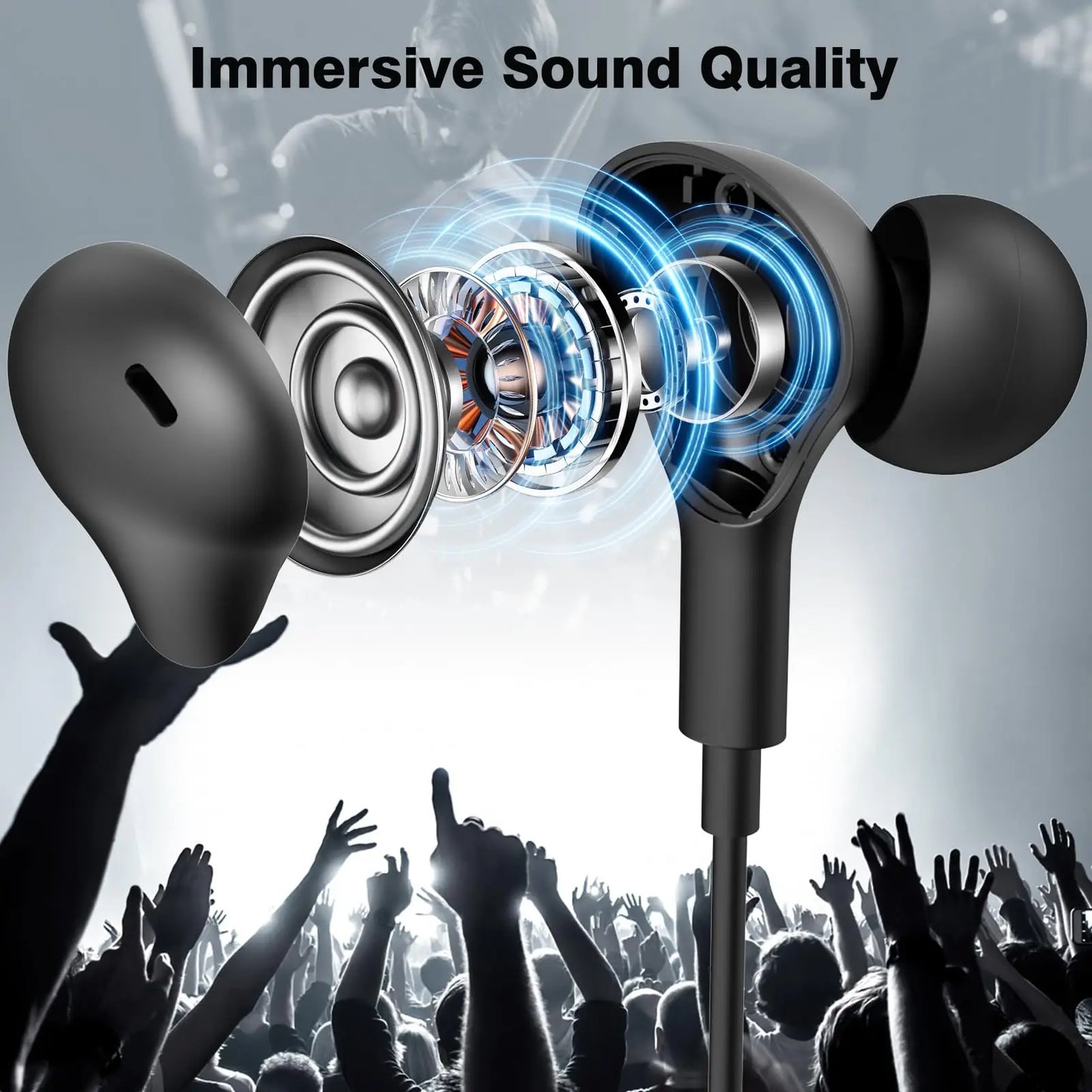 USB C Headphone for Samsung Galaxy S24 S25 S26 Ultra A17 A54 Magnetic Wired Earbuds Noise Canceling in Ear Earphones with Mic