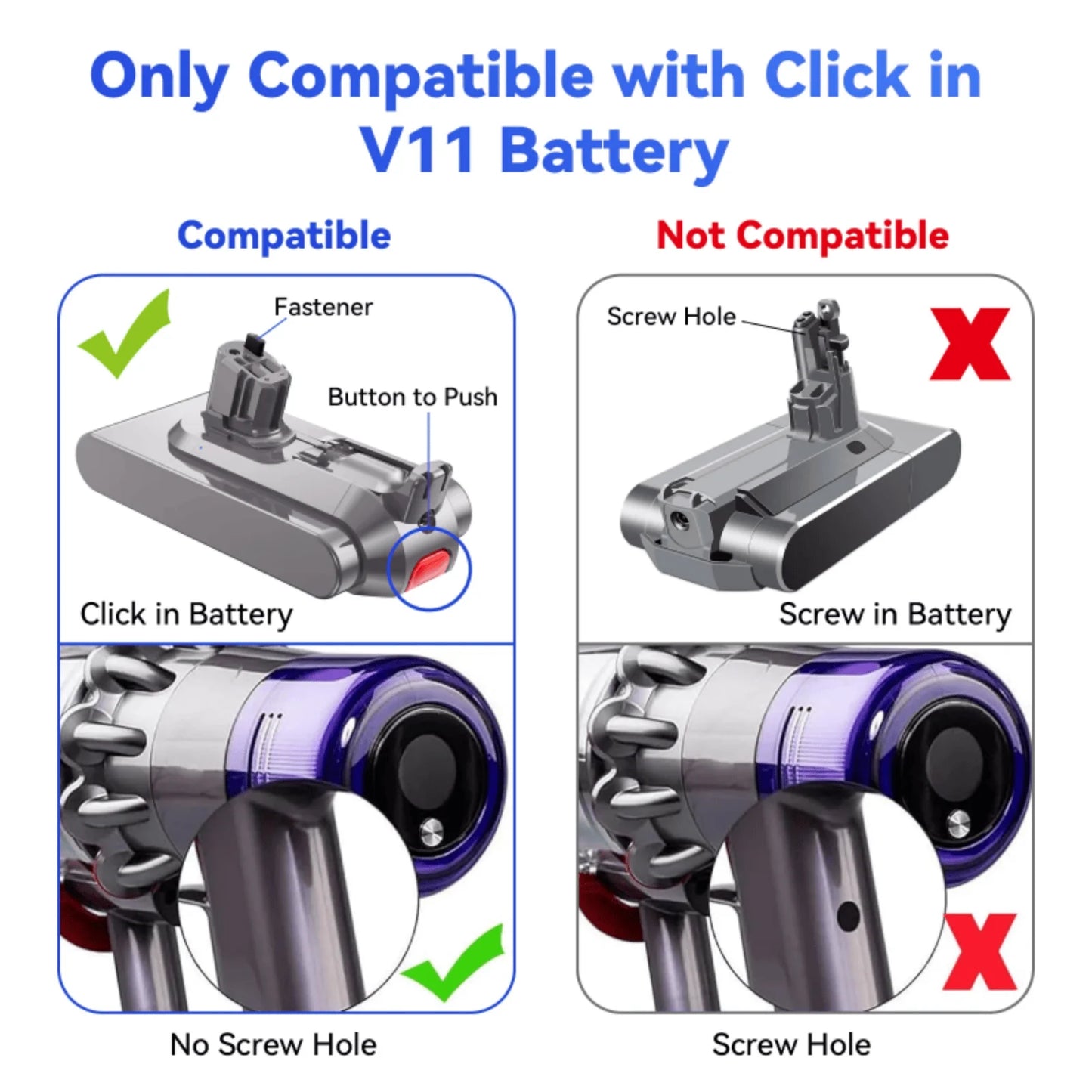 100%New Compatible with Dyson V10 V8  V11 V15 V7 Series SV07 SV09 SV10 DC62 Vacuum Cleaner rechargeable battery