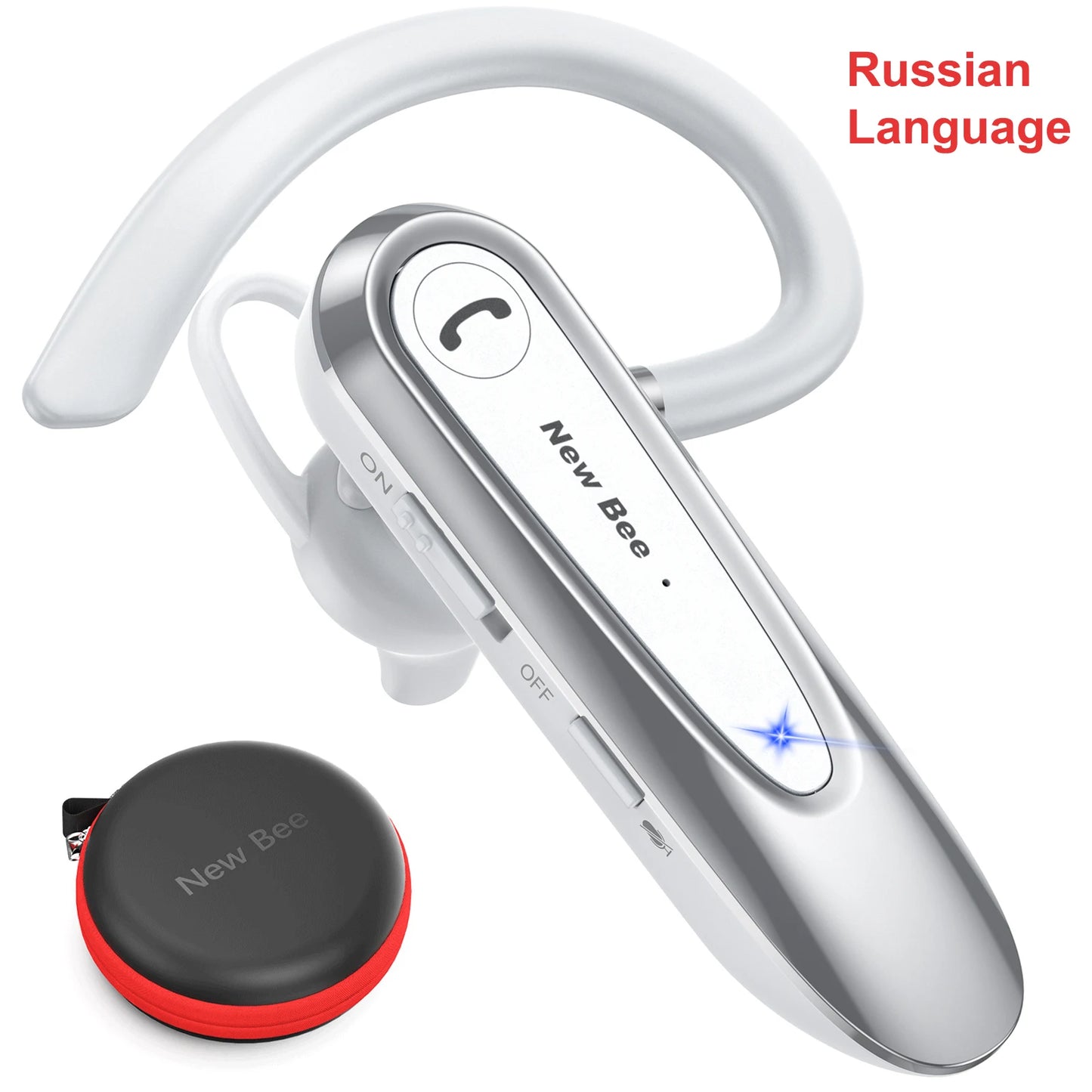 New Bee B45 Bluetooth Headset Wireless Earpiece for Driving Earphone with Dual Mic Earbuds CVC8.0 Noise Reduction Headphones