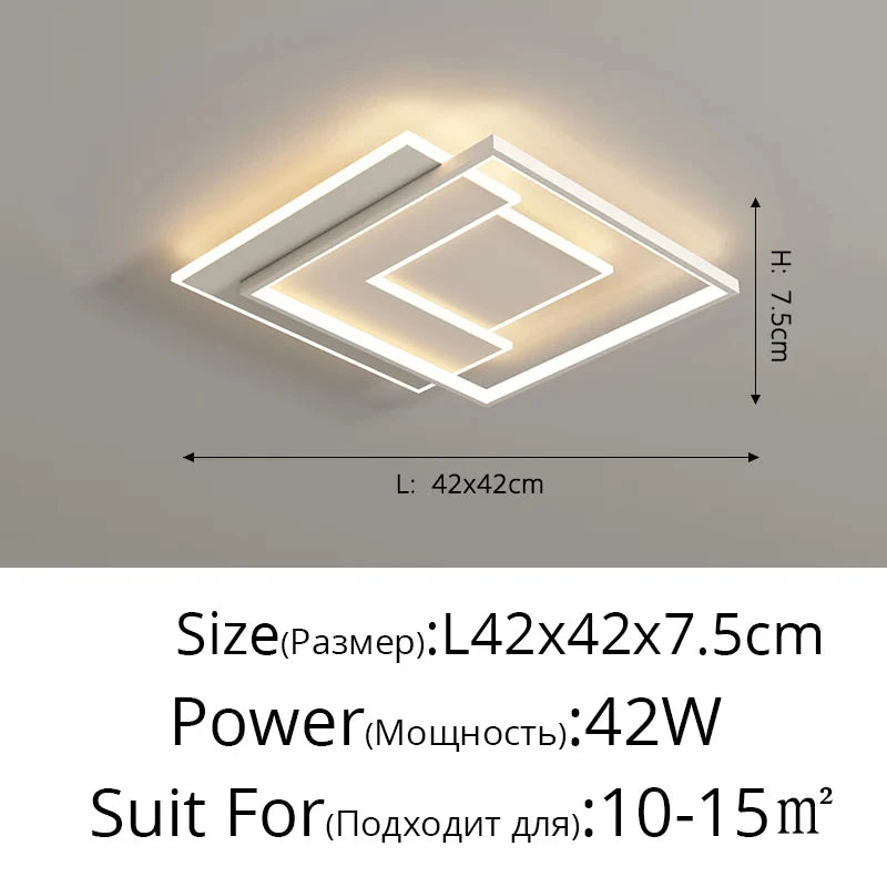 Modern Nordic Led Ceiling Light Square Minimalist Lamps for Kitchen Living Dining  Room Art Home Decoration Chandelier