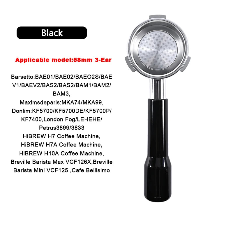 58mm 3-Ear For Hibrew h7 h7a h10a Espresso Bottomless Portafilter Breville Barista Max/Mini/Signature Brew Basket Barista Tools