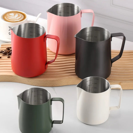 350/600ML Coffee Milk Frothing Pitcher Jug 304 Stainless Steel Precise Scale High Quality Latte Barista Professional CafeUtensil