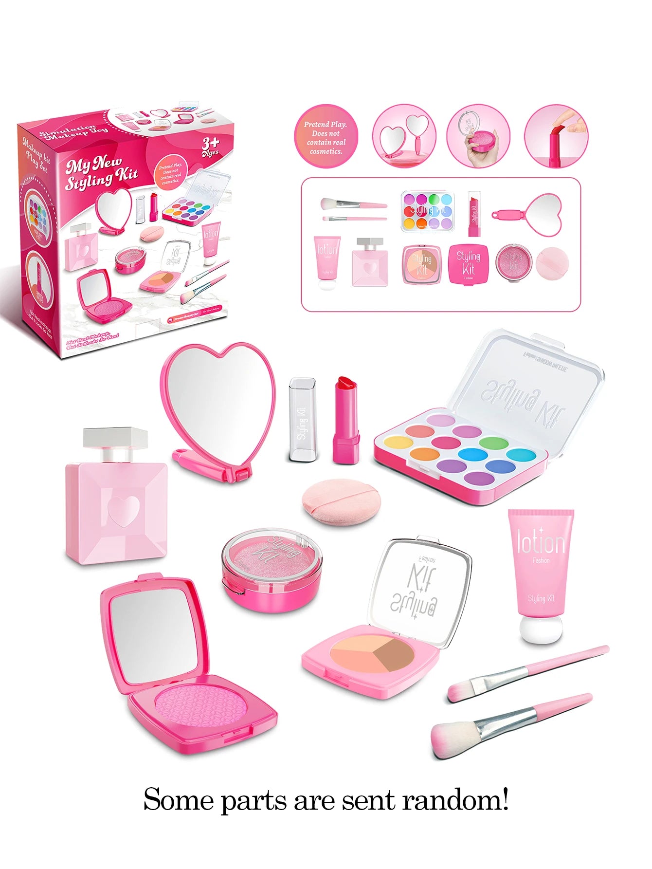 Play Makeup Toys, Simulated Cosmetics Fake Makeup Set Lipstick Powder Blusher Not Real Makeup for Girl Gifts