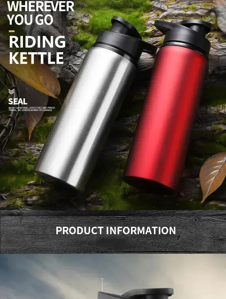 1-3PCS Stylish Portable Stainless Steel  Sports Water Bottle Leisure Bike Riding Drinking Water Bottle Outdoor Sport Travel Cup