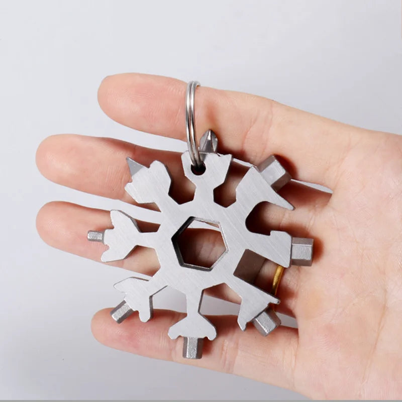 18-in-1 Stainless Steel Snowflakes Multi-tool Herramienta 18 En 1 Multifunctional Tool Copo De Nieve Llave Multiusos
