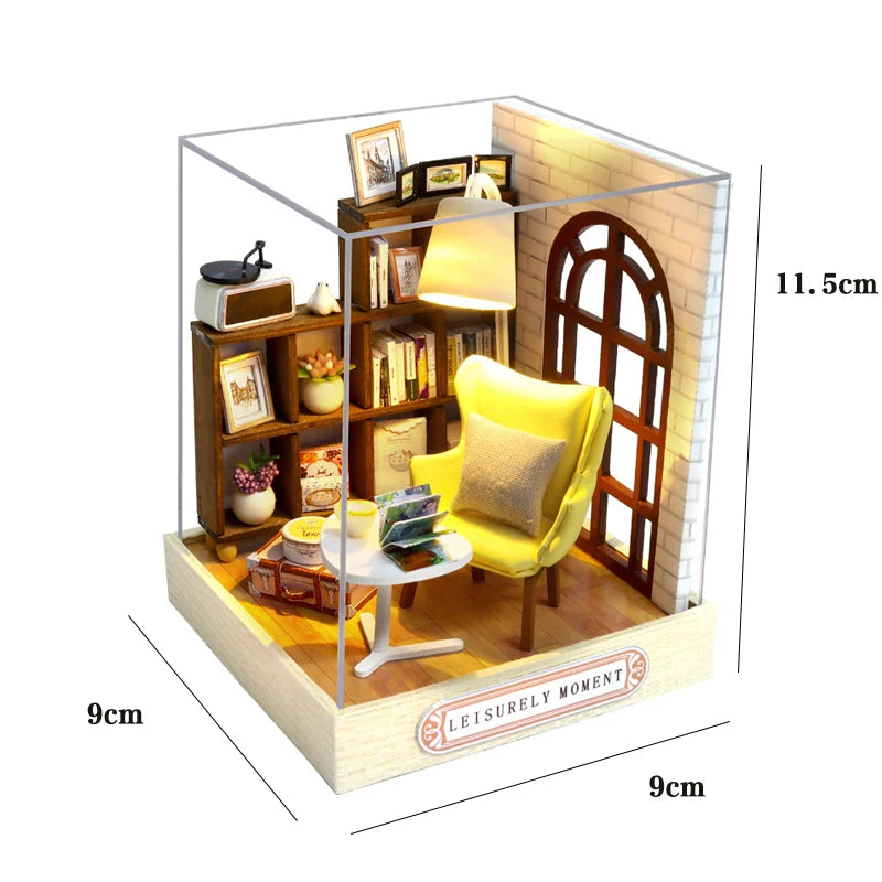 3D Puzzle Building Model Kit Wooden Miniature Doll House With LED Lights Assembled DollHouses Home Decoration Birthday Gifts