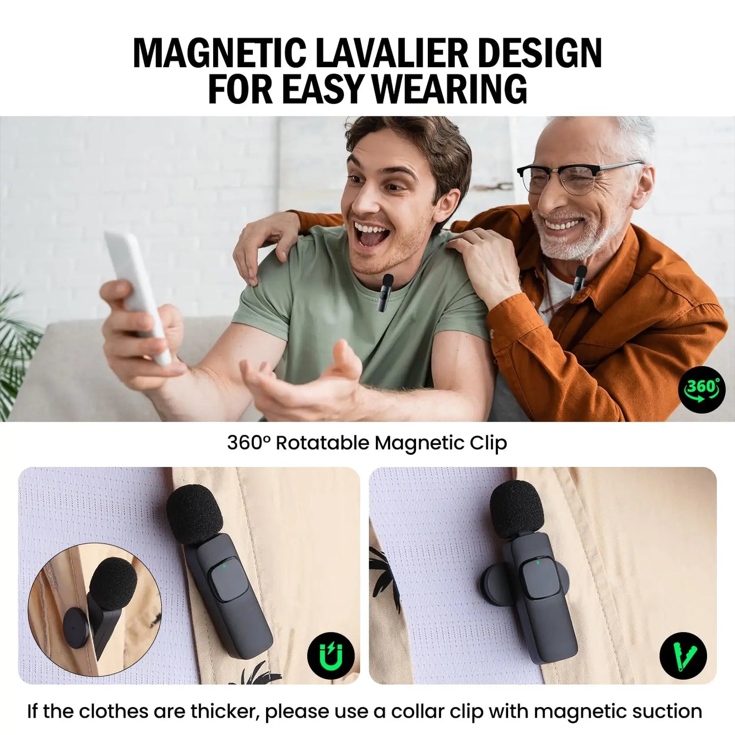 Wireless Lavalier Microphone 2.4G Mini Portable Audio Video Recording Mic for iPhone Android Live Broadcast Gaming