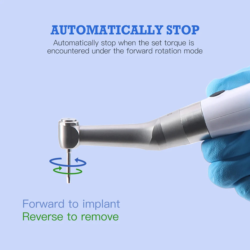 AZDENT Dental Implant Motor Electric Wireless Torque Driver Implant Torque Wrench with 16pcs Screwdrivers Contra Angle Motor