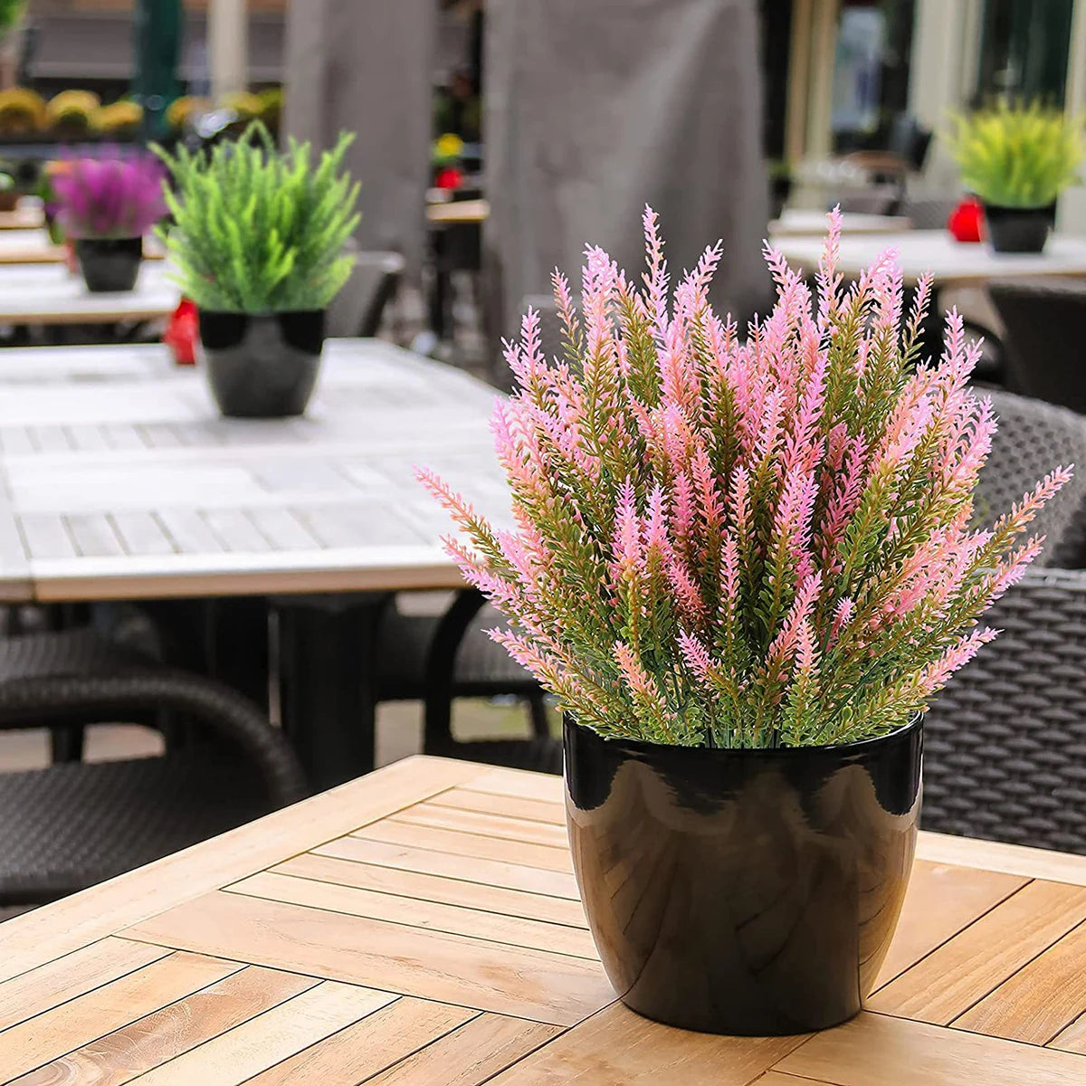 3/5/10pcs Artificial Flowers Flocked Plastic Lavender Bundle Fake Plants Wedding Bridle Bouquet Indoor Outdoor Home Kitchen