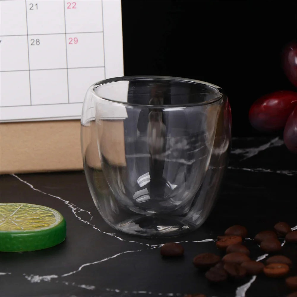 5 Sizes 6 Pack Clear Double Wall Glass Coffee Mugs Insulated Layer Cups Set for Bar Tea Milk Juice Water Espresso Shot Glass