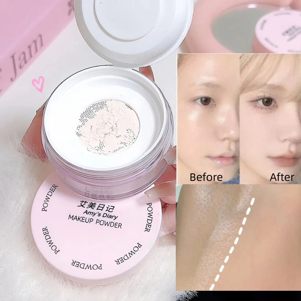 Air Setting Loose Powder Transparent White Long Lasting Matte Finish Makeup Oil Control Coverage Face Powder Cosmetics With Puff
