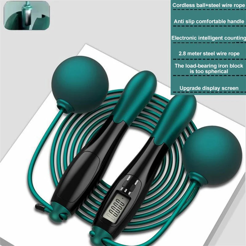 Intelligent Cordless Jump Rope Negative Weight Ball Steel Wire Counting Jump Rope Adult Models Rope Training Sports Equipment