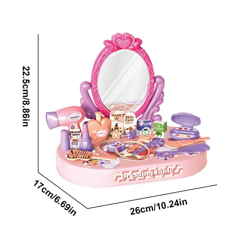 30pcs Kids Dressing Table Toy Girl Simulation Home Makeup and Makeup Jewelry Box Pretend Play Toys for Children Birthday Gift
