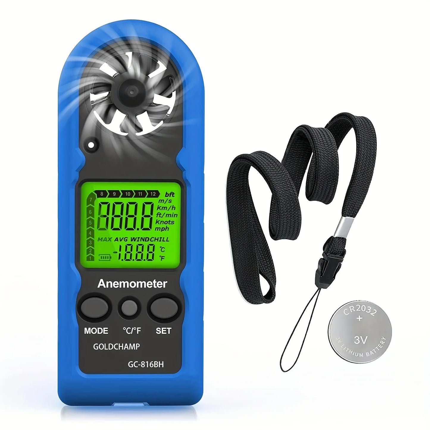 Mini Pocket Anemometer HP-816B, Wind Speed Meter 0-30m/s Current/Average/Max with Temp Backlit LCD for Drone Shooting Outdoor