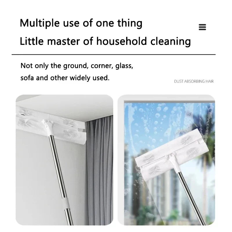 Disposable Mop Cloth Cleaning Mop 360° Rotating Dry and Wet Flat Household Electrostatic Dust Removal Mop Floor Tile Floor Clean