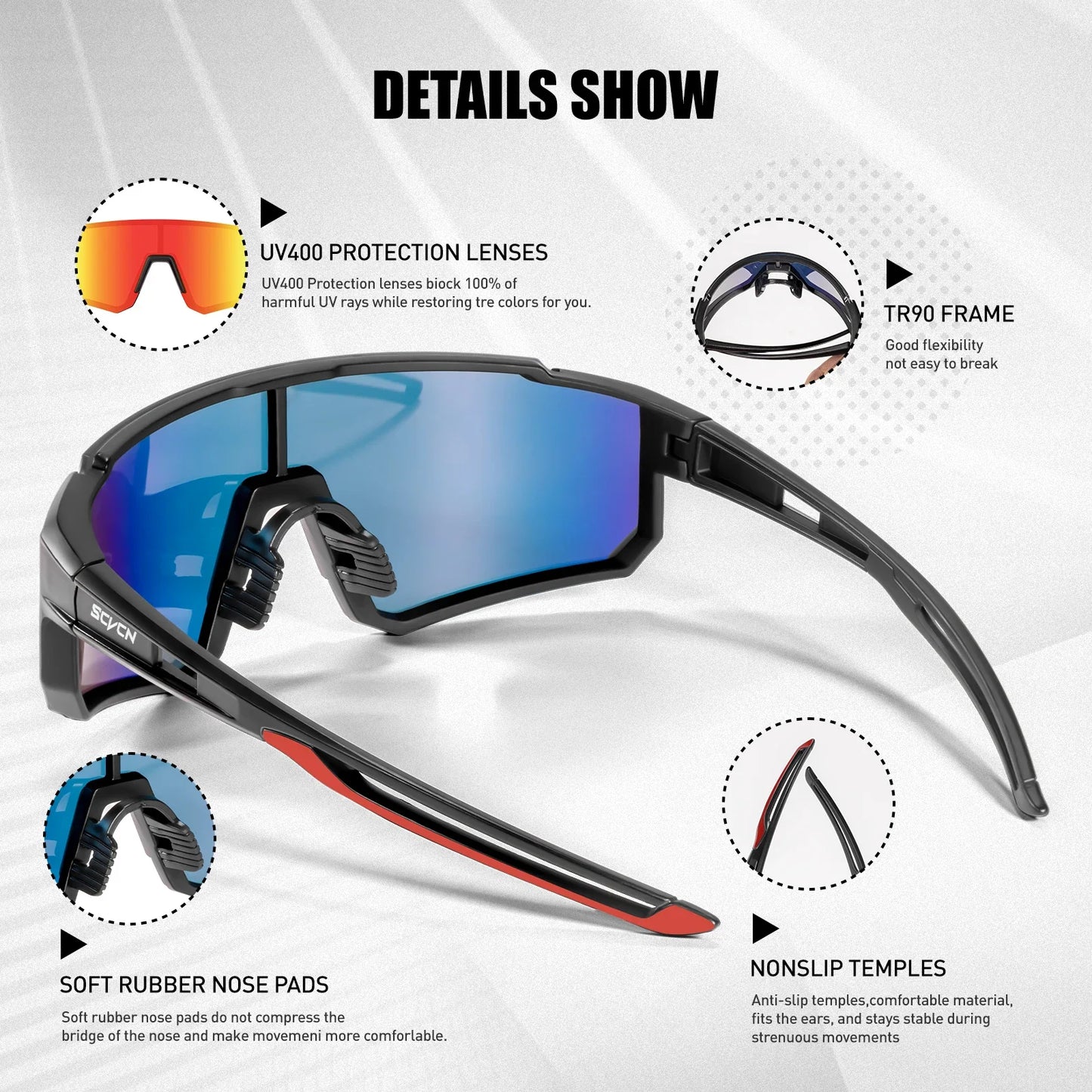 SCVCN Hot Cycling Sunglasses Men Road Driving Bike Glasses Outdoor Sports Mountain Climbing Women Bicycle UV400 Cycling Goggles