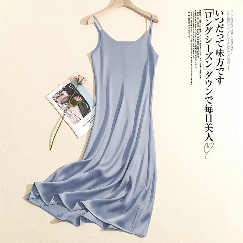 2024 Summer Chic Elegant Dresses For Women Adjustable Strap Satin  Long Birthday Party Dresses Maxi Beach Sundress Robe Vestido