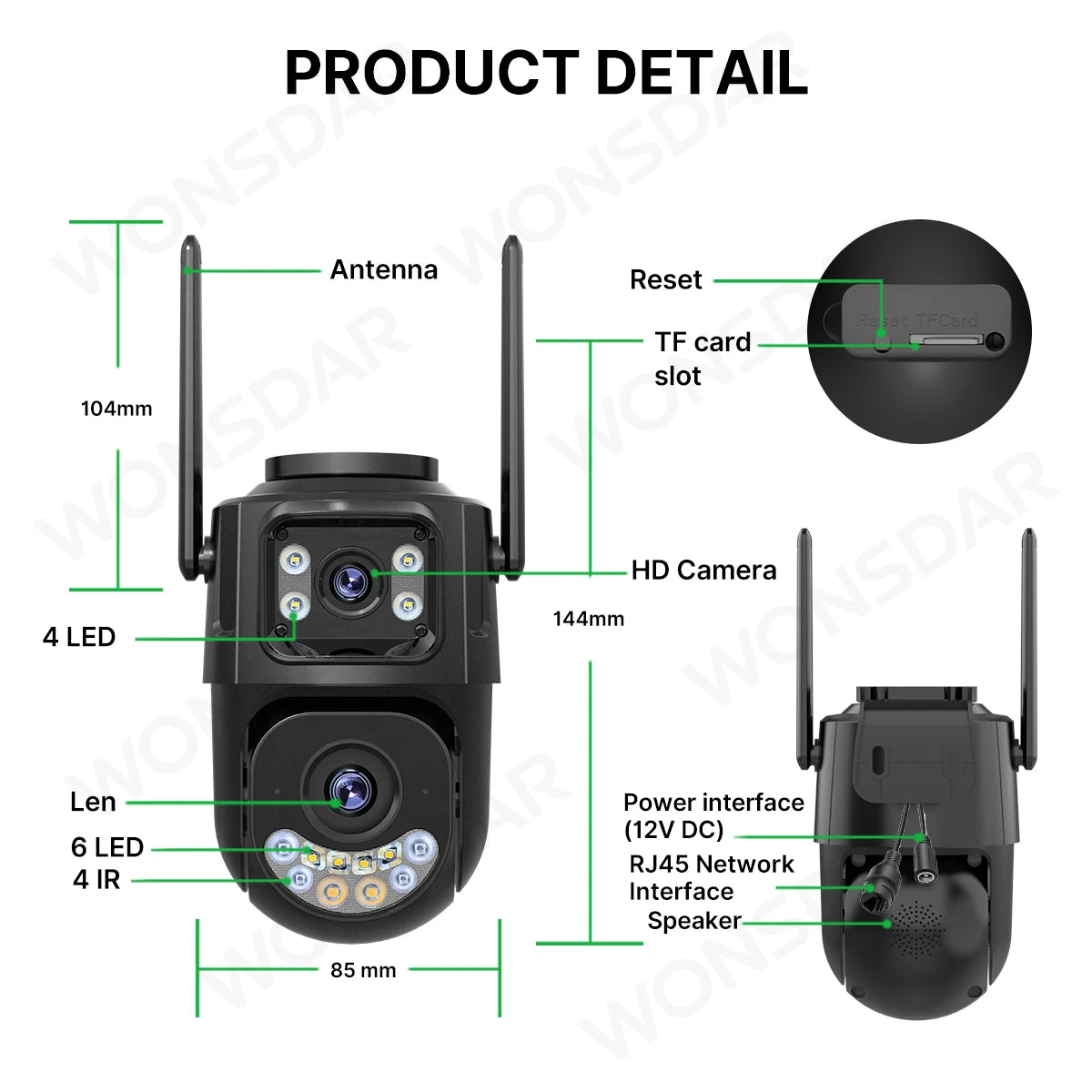 External Wifi PTZ Camera Dual Lens 2.4Ghz&5Ghz WiFi Outdoor IP Camera Auto Tracking Security Protection CCTV Surveillance iCsee